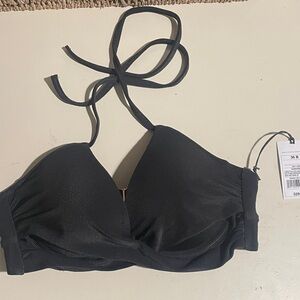 Shade & Shore Black Ribbed Bikini Top